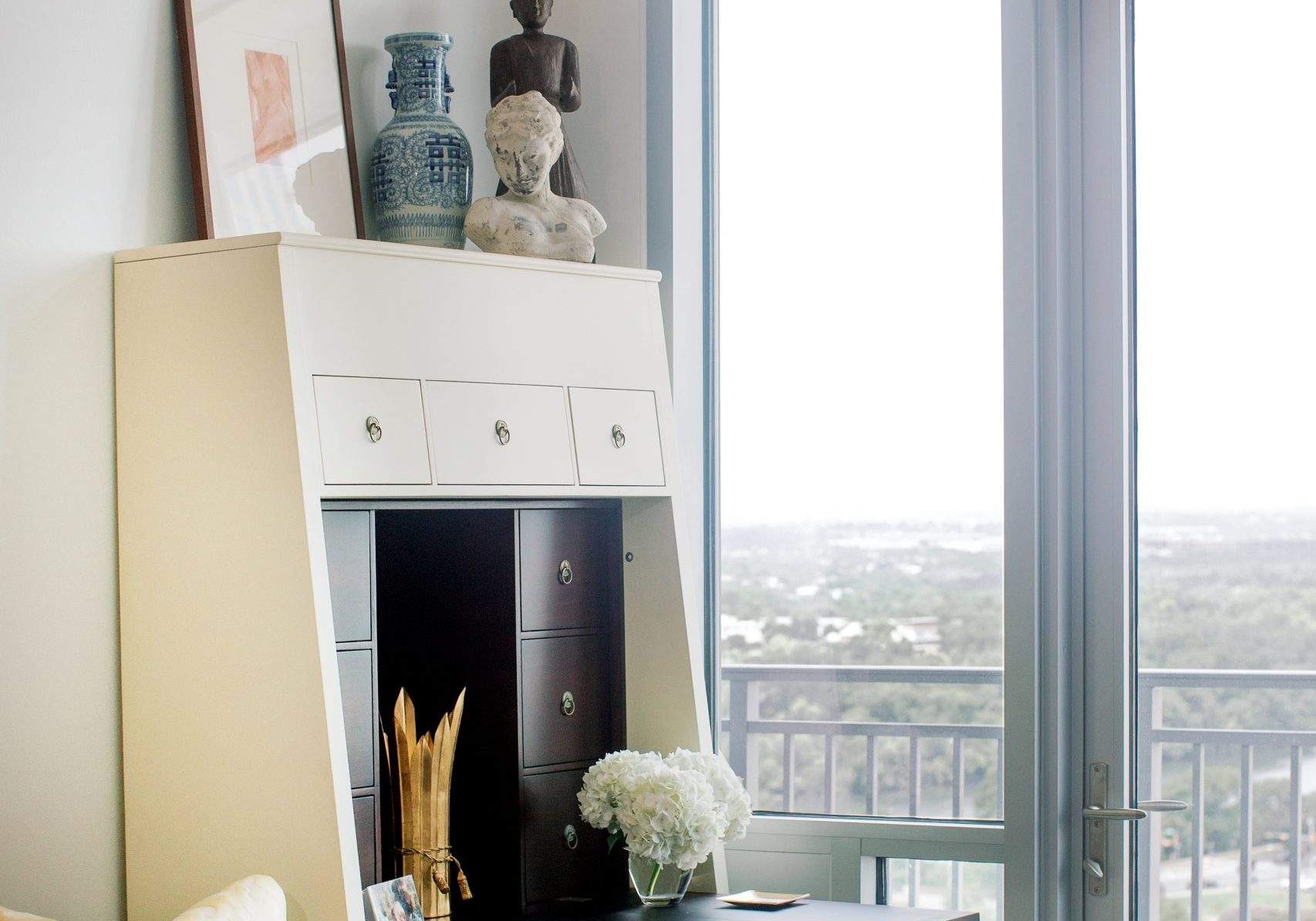 Interior Design, Secretary Cabinet by window, Etch Interior Design, Austin, Texas